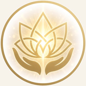 CareJourney-Signet: eine Lotusblüte, gehalten von zwei Händen