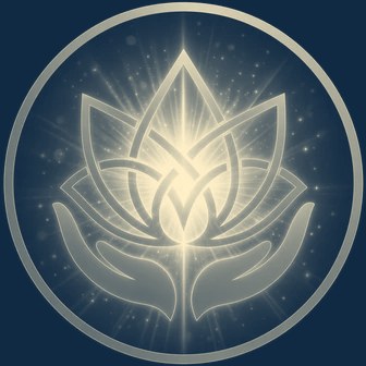 CareJourney-Signet: eine Lotusblüte, gehalten von zwei Händen